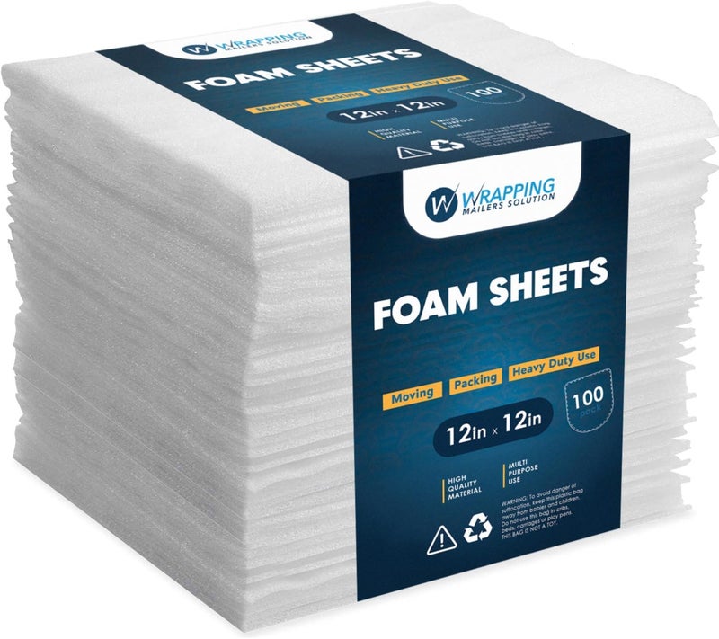 WRAPPING MAILERS SOLUTION 100 Pack Foam Sheets 12"x12", Moving & Packing Supplies, Protect Mug, Cup, Glasses, & Dishes. - Image 4